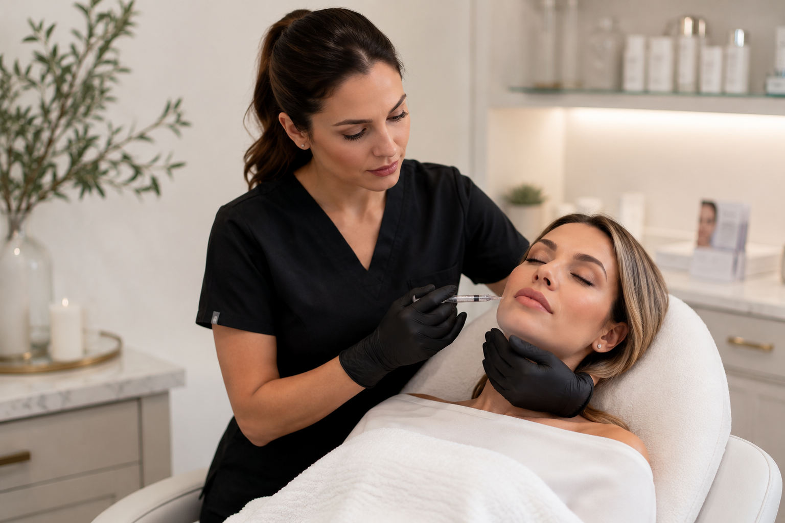 Medical provider administering injectable treatment at SKIN 101 MedSpa in Spring, TX